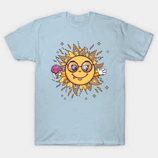 Cute Doodle Zentangle Sun with Ice Cream T-Shirt